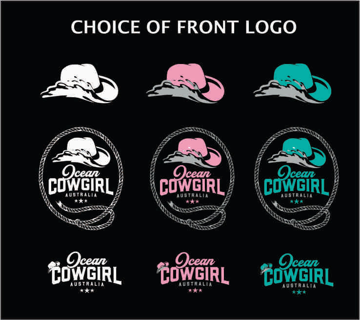 Black Hoodie - Ocean Cowgirl (Pink, Teal or White)