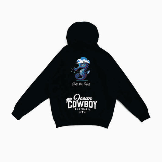Black Hoodie (Boys) - Seahorse Design (Blue, Teal or White)