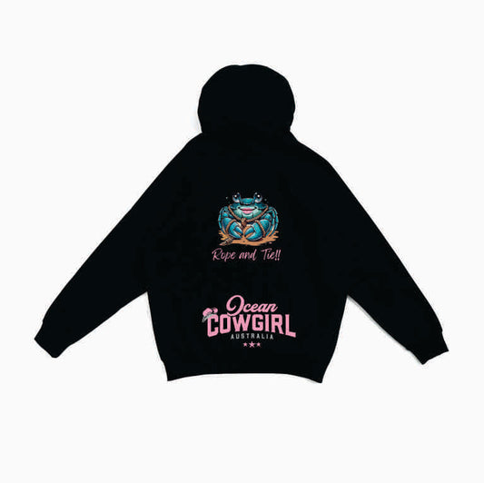 Black Hoodie (Girls) - Crab Design (Pink, Teal or White)
