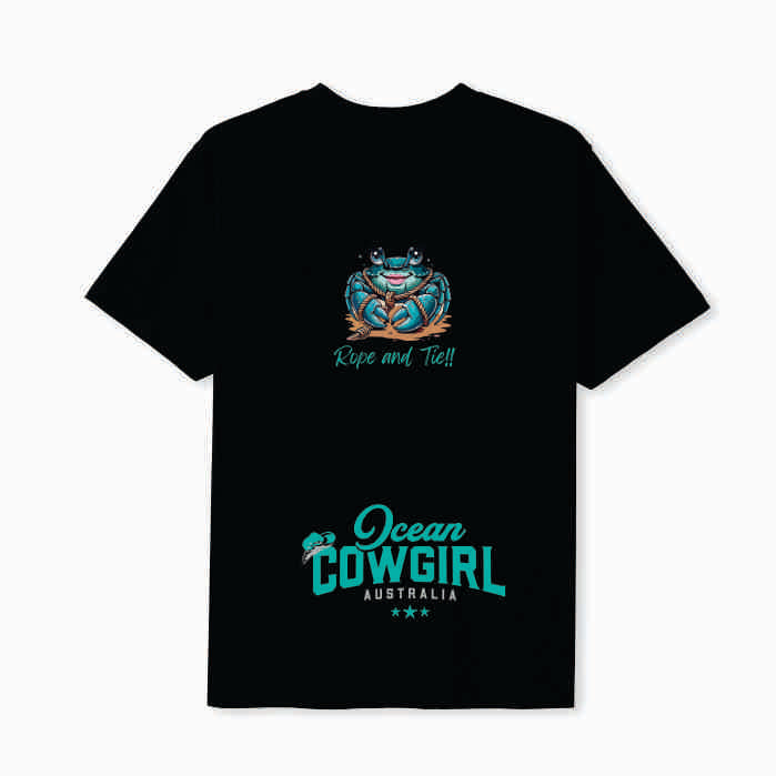 Black Tee (Girls) - Crab Design (Pink, Teal or White)
