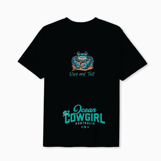 Black Tee (Girls) - Crab Design (Pink, Teal or White)
