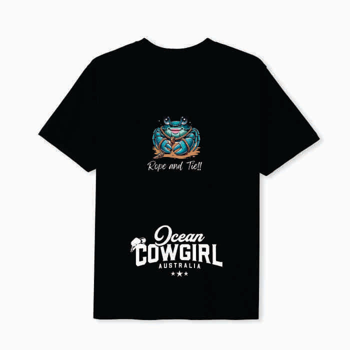 Black Tee (Girls) - Crab Design (Pink, Teal or White)