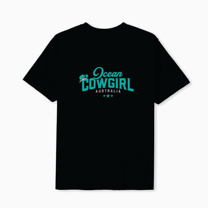 Black Tee - Ocean Cowgirl (Pink, Teal or White)