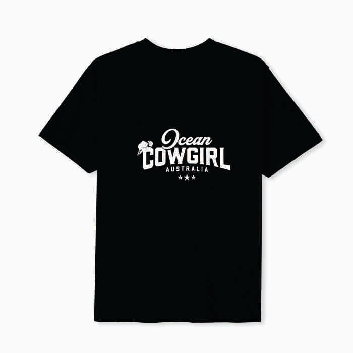 Black Tee - Ocean Cowgirl (Pink, Teal or White)