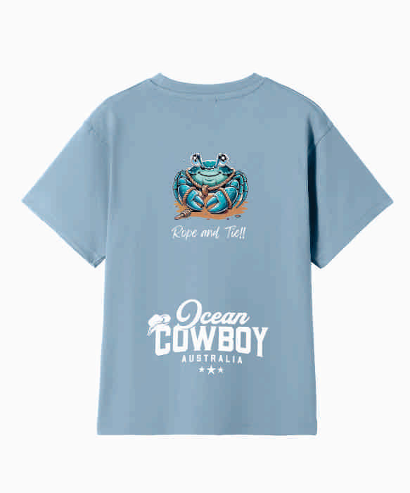 Blue Tees (Boys) - Crab Design (Black or White)