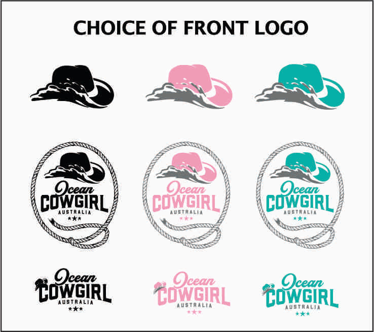 White Tee - Ocean Cowgirl (Pink, Teal or Black)