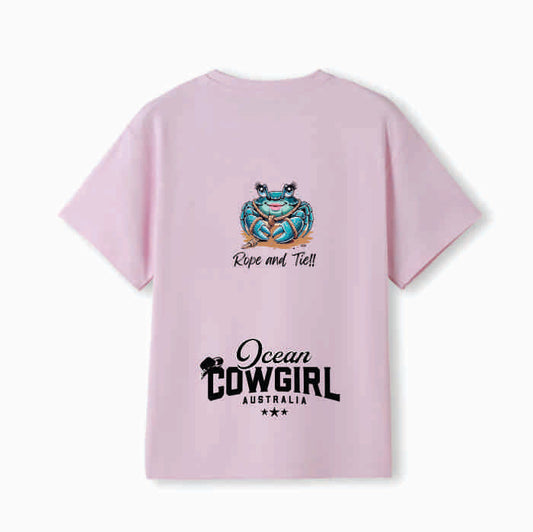 Pink Tee (Girls) - Crab Design (Black or White)