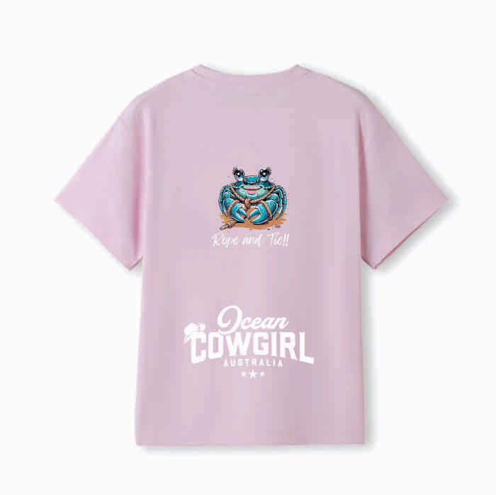 Pink Tee (Girls) - Crab Design (Black or White)