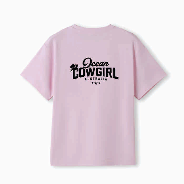 Pink Tee (Girls) - Ocean Cowgirl (Black or White)