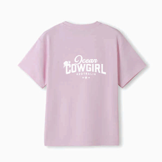 Pink Tee (Girls) - Ocean Cowgirl (Black or White)