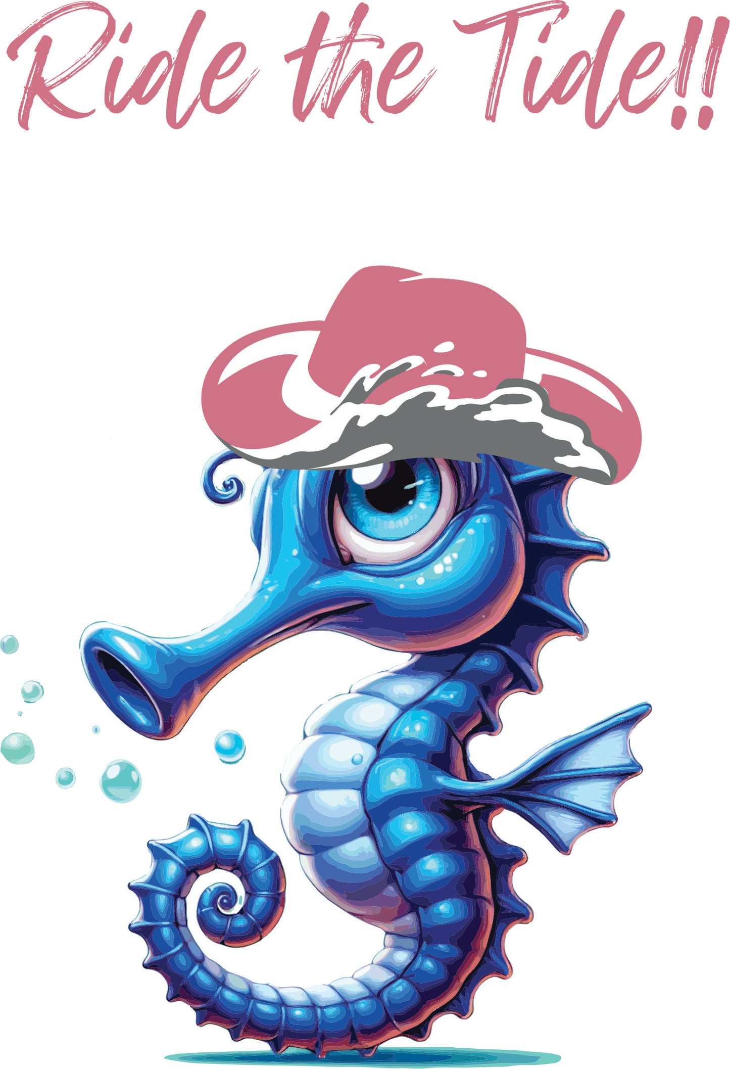 Print Design - Seahorse with Pink Hat - Back Logo