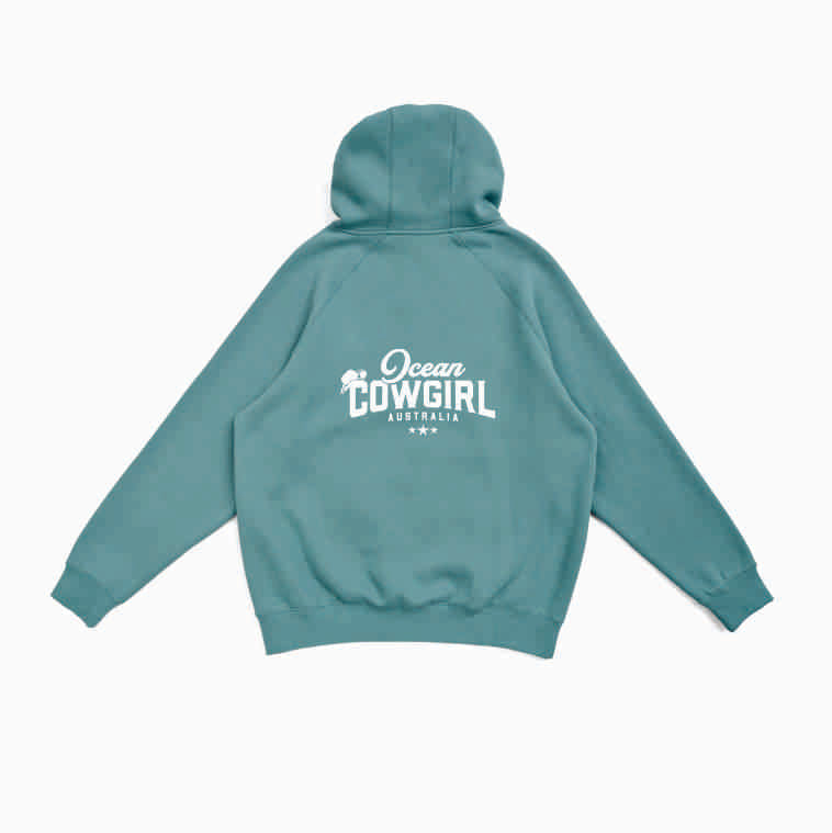 Slate Green Hoodie - Ocean Cowgirl (Black or White)