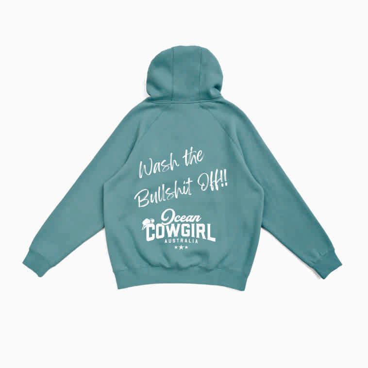 Slate Green Hoodie - Wash the Bullshit Off!! (Black or White)