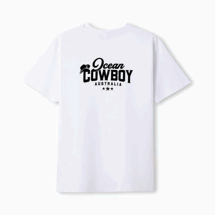 White Tee - Ocean Cowboy (Blue, Teal or Black)