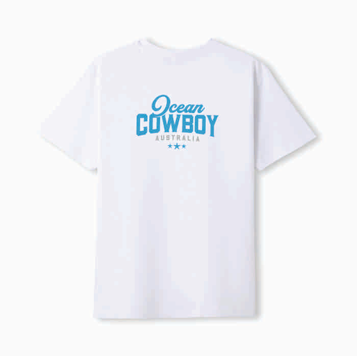 White Tee - Ocean Cowboy (Blue, Teal or Black)