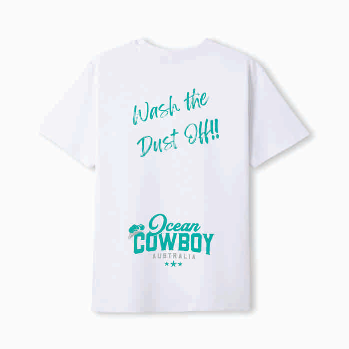 White Tee - Wash the Dust Off!! (Blue, Teal or Black)