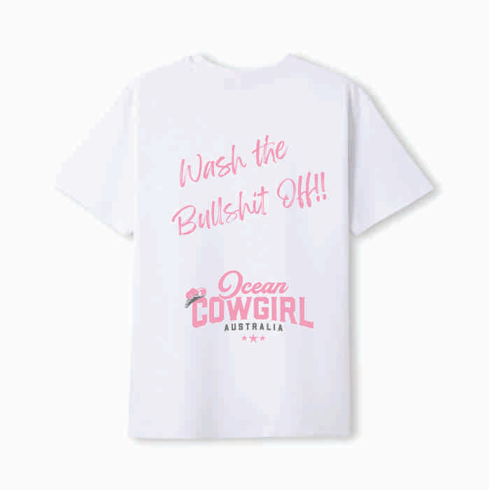 White Tee - Wash the Bullshit Off!! (Pink, Teal or Black)